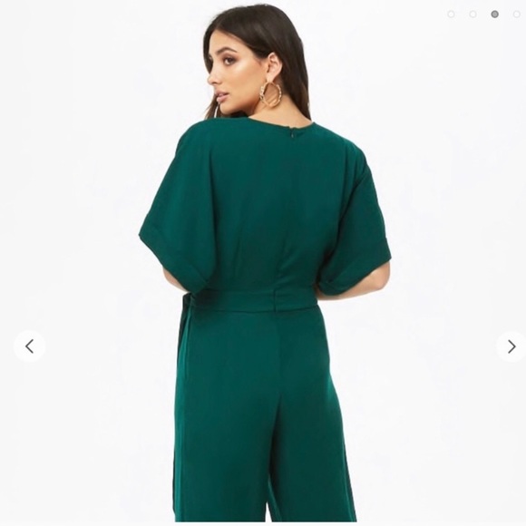 Forever 21 Emerald Dark Green Jumpsuit Sz L - Picture 2 of 10